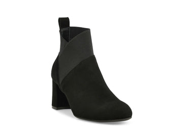 Melluso Black Suede Comfort Ankle Boot with Heel and Elastic