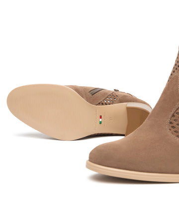 BlackGiardini Women's Brown Perforated Suede Ankle Boot