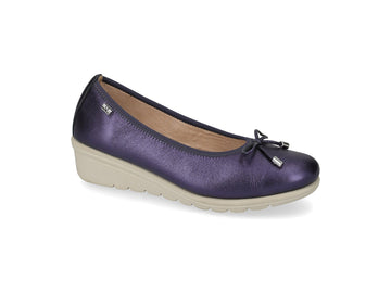 Valleverde Ballerina Donna in Nappa Blu Perlato con Zeppa
