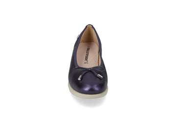 Valleverde Ballerina Donna in Nappa Blu Perlato con Zeppa