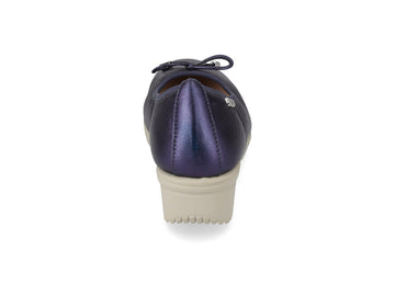 Valleverde Ballerina Donna in Nappa Blu Perlato con Zeppa