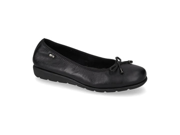 Valleverde Women's Black Nappa Leather Ballerina with Small Wedge