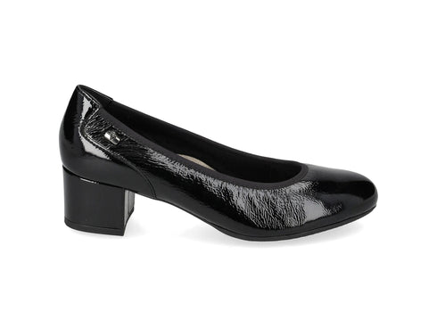 Valleverde Décolleté Donna in Vernice Nera con Tacco Largo 36371