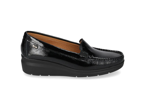 Valleverde Mocassini Donna in Vernice Nera con Zeppa 11321a