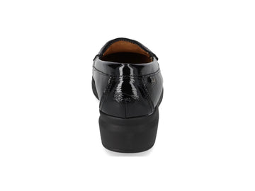 Valleverde Women's Loafers in Black Patent Leather with Wedge