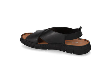 Valleverde Women's Black Leather Criss-Cross Strap Sandals