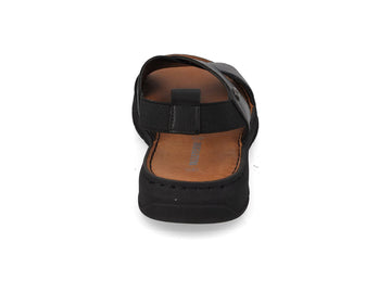 Valleverde Women's Black Leather Criss-Cross Strap Sandals