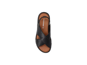 Valleverde Women's Black Leather Criss-Cross Strap Sandals