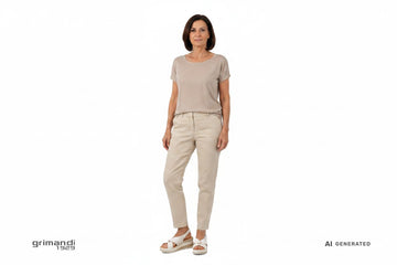 Valleverde VGI320W Perla X-Cross - Pantalone Lino Sabbia Look Ordinato Luminoso - AI-Generated Model