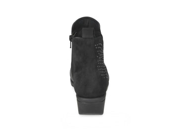 Valleverde Women's Comfortable Ankle Boot in Black Leather and Suede