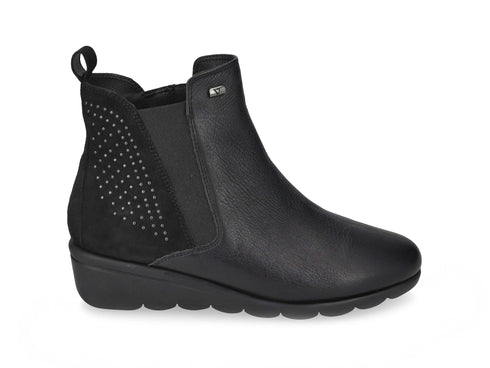 Valleverde Stivaletto Donna Comodo in Pelle e Camoscio Nero VS10314W