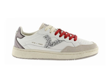 Victoria Sneakers Donna Smash Metal Glitter Tomaia Pelle Bianca 806103