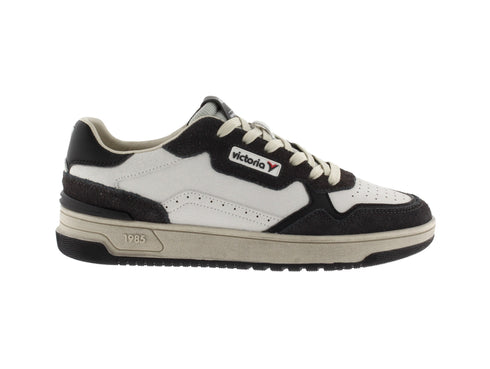 Victoria Sneakers Stringate Uomo Color Block C80 Tomaia Pelle Bianco Nero 800120