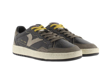 Victoria Smash Men's Retro Sneaker in Black Distressed Leather