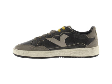 Victoria Smash Men's Retro Sneaker in Black Distressed Leather