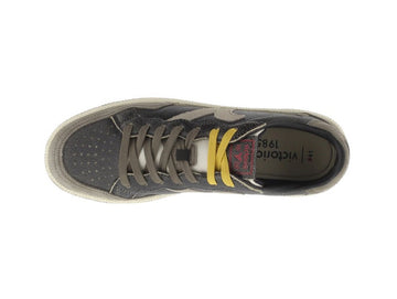 Victoria Smash Men's Retro Sneaker in Black Distressed Leather
