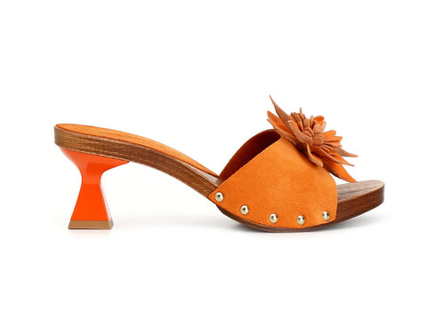 CafèNoir Zoccoli Tomaia Camoscio con Fiore applicato Arancione C1FD6002-R003