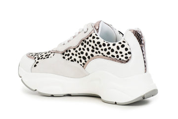 CafèNoir Donna Sneakers in pelle e cavallino C1DA1230W018 Bianco/nero