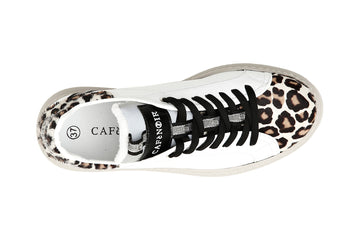 CafèNoir Donna Sneakers in pelle con riporti in cavallino maculato C1DE1211 Bianco
