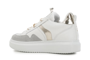 CafèNoir Donna Sneakers in pelle con passa laccio catena C1DE1520W001 Bianco