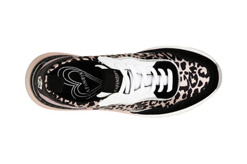 CafèNoir Donna Sneakers allacciata in pelle scamosciata e tessuto leopardato C1DL9120 Maculato rosa