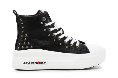 CafèNoir Donna Sneakers allacciata in similpelle con applicazioni C1DM9230 Nero