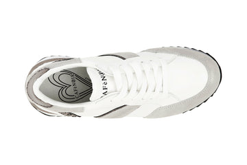 CafèNoir Donna Sneakers allacciata in pelle con dettaglio pitonato C1DN1110 Ghiaccio