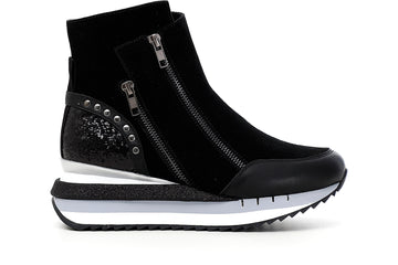 CafèNoir Donna Tronchetto con cerniere in pelle scamosciata C1DN6160 Nero
