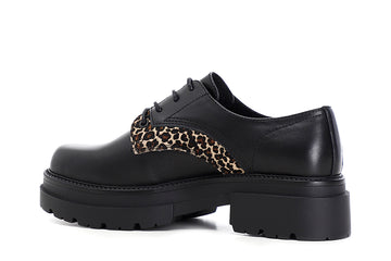 CafèNoir Donna Derby in pelle con riporto cavallino maculato C1EC1020N001 Nero