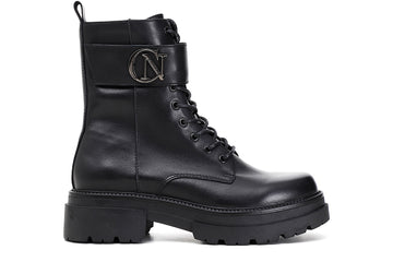 CafèNoir Donna Tronchetto allacciato in pelle con accessorio logo C1EC1260 Nero