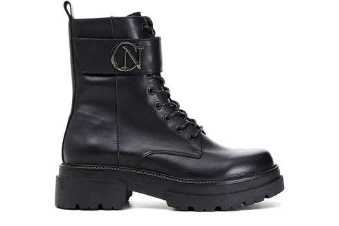 CafèNoir Donna Tronchetto allacciato in pelle con accessorio logo C1EC1260 Nero