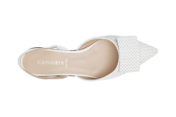 CafèNoir Donna Ballerina aperta dietro in pelle stampa intreccio C1ED2210W001 Bianco