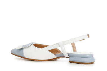 CafèNoir Donna Ballerina aperta dietro in pelle C1ED4340W069 Bianco/celeste