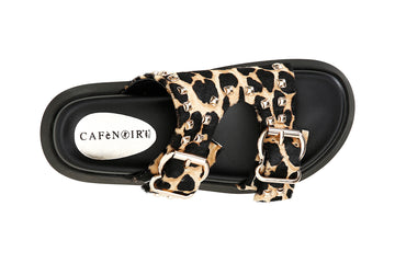 CafèNoir Donna Ciabatte 2 fibbie in pelle con pelo C1FF8210S006 Maculato