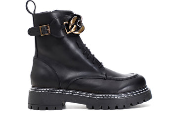 CafèNoir Donna Tronchetto allacciato in pelle con accessorio catena C1FM1270 Nero