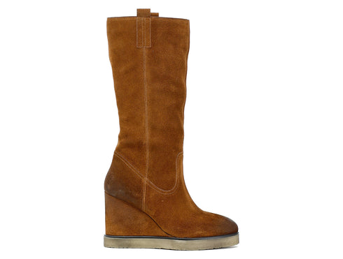 CafèNoir Donna Stivale con zeppa in pelle scamosciata C1GC6210 Tabacco