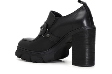 CafèNoir Donna Mocassino tacco alto in pelle con passante e borchie C1HA1210N001 Nero