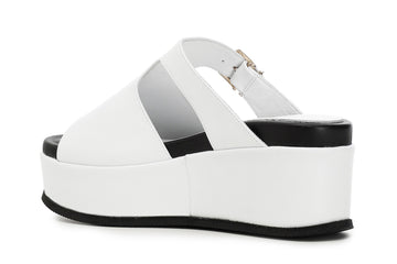 CafèNoir Donna Ciabatta con fibbia su zeppa in pelle C1HC1240W001 Bianco