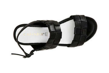 CafèNoir Donna Sandalo frate intreccio su zeppa in pelle C1HC1250N001 Nero