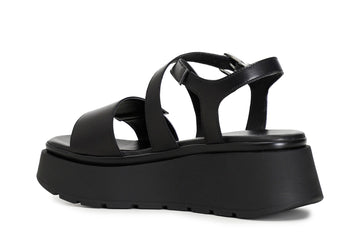 CafèNoir Donna Sandalo incrocio in pelle su zeppa C1HP1050N001 Nero