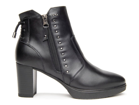 Nero Giardini tronchetti donna in pelle nera