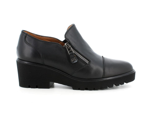 Melluso donna scarpe con zip pelle nera