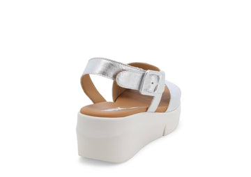 Melluso Comfort Wedge Sandals Metallic Leather Upper