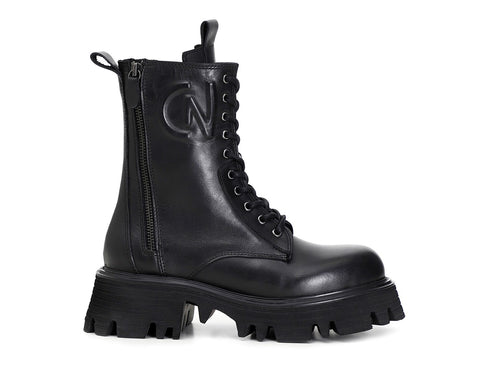 CafèNoir anfibi stringati con 2 zip tomaia pelle nera C1FC1315-N001