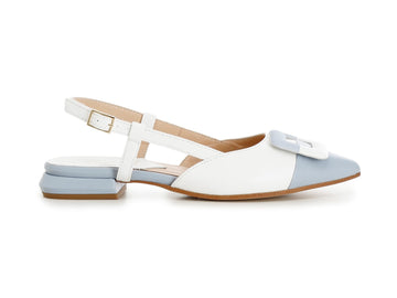 CafèNoir Ballerine Slingback con Accessorio bicolore Pelle bianco azzurro C1ED4340-W069