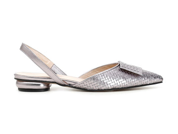 CafèNoir ballerine slingback in pelle intrecciata argento C1ED2210-X002