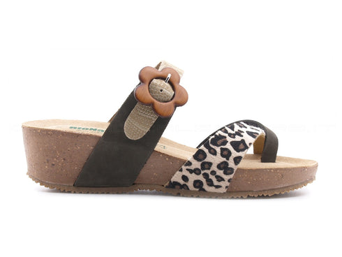 Bionatura ciabatte infradito animalier donna marrone