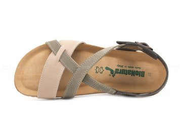 Bionatura sandali zeppa media donna beige