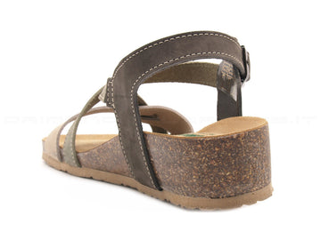 Bionatura sandali zeppa media donna beige