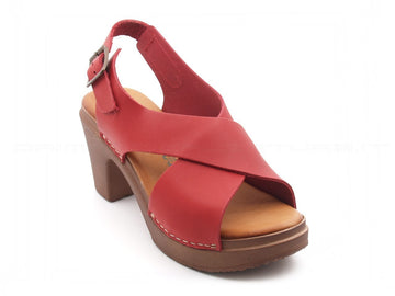 Bionatura sandali con tacco donna corallo
